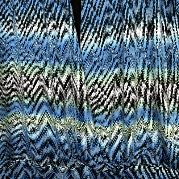 Per Seption Concept Tunic Top Women 1X Black White Red Chevron 3/4 Sleeve Blouse - Picture 3 of 16